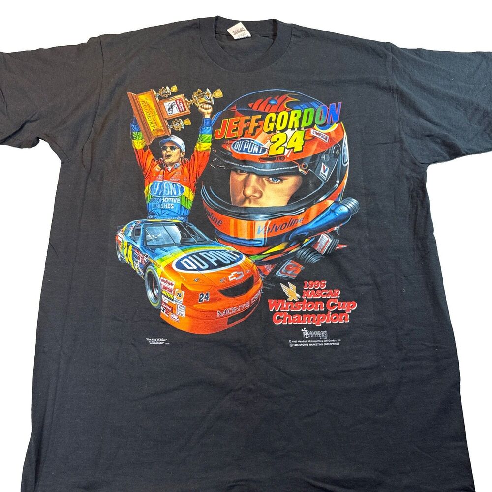 Vintage Jeff Gordon NASCAR 1995 Winston Cup Champion T-Shirt Mens XL Black